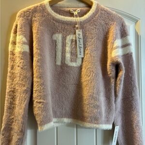 For Love And Lemons Mauve and White Sweater